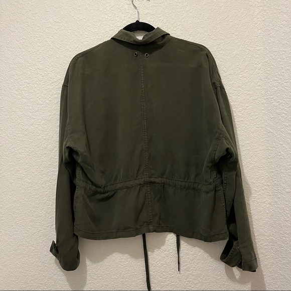 Pam & Gela Utility Cargo Military Jacket Army Green Zip Snap Button Womens Sz M - Picture 3 of 13